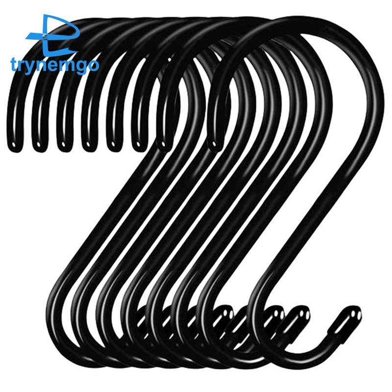 Set 8 Móc Treo Đồ Hình Chữ S 6 Inch Bằng Thép Phủ Vinyl Và Cao Su Chống Trượt Chịu Được Sức Nặng