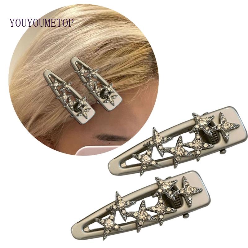 2 Kẹp Tóc Hình Ngôi Sao Đính Đá Dễ Thương Cho Nữ