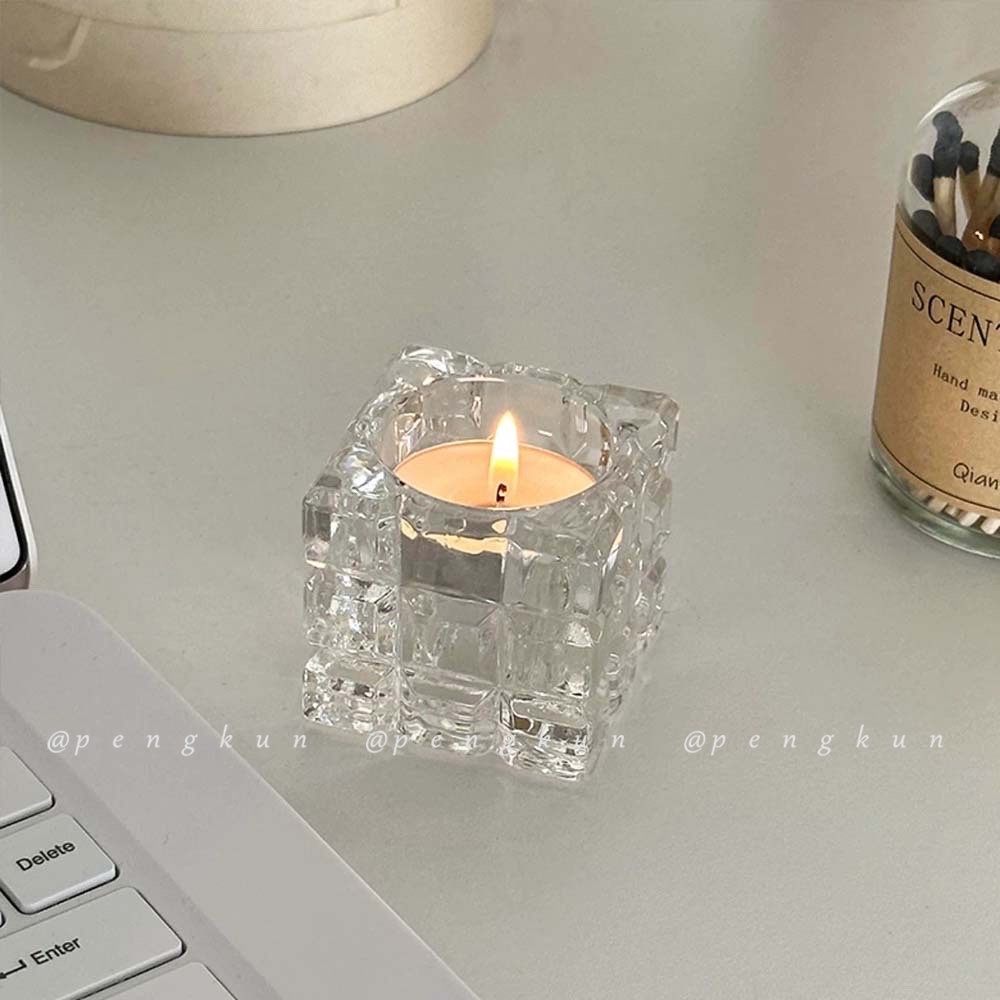 Đế Nến Bằng Thủy Tinh Trong Suốt Phong Cách Pháp Cổ Điển Dùng Trang Trí