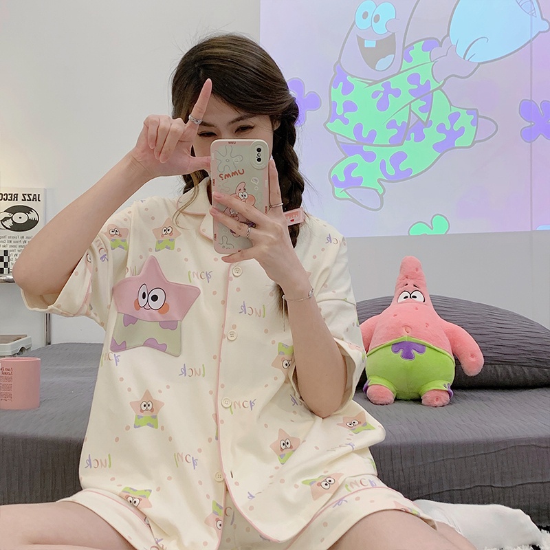 Bộ Đồ Ngủ Cotton Tay Ngắn Mùa Hè Hàng Mới Dành Cho Bạn Nữ Mặc Ở Nhà