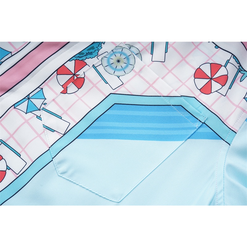 Ca-sa &amp; Blanc-ca &amp; - Áo Sơ Mi Ngắn Tay In Họa Tiết Cổ Điển Hợp Thời Trang