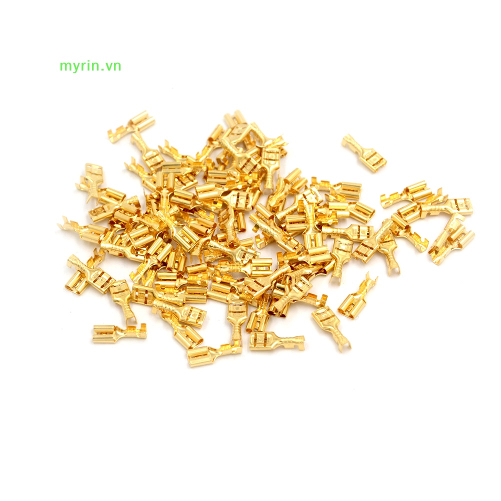 Set 100 Đầu Nối Dây Điện 6.3mm Bằng Đồng Mạ Vàng Cho Loa Xe Ô Tô