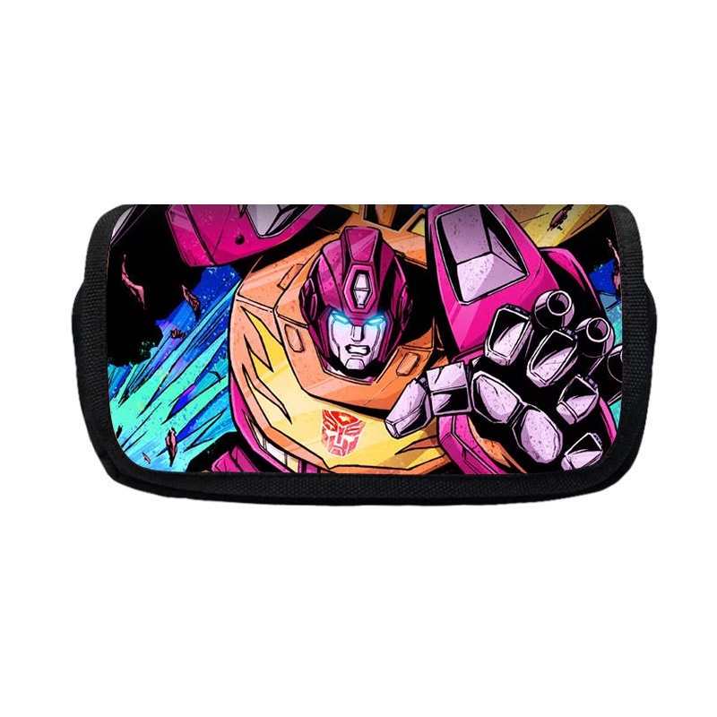 Sy2 Túi Đựng Bút Hai Lớp Có Khóa Kéo In Hình Transformers Hoạt Hình Đơn Giản Cho Học Sinh
