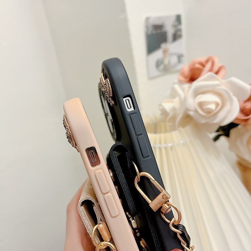 Ốp Điện Thoại Mềm Có Ngăn Đựng Thẻ Và Gương Soi Cho Iphone 14 / 13pro 12 / 11 x / xr / xs 7 / 8p