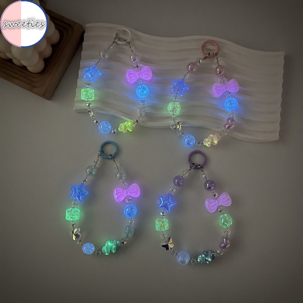 OPPO SAMSUNG Dây Xích Gắn Túi Xách / Điện Thoại Họa Tiết Ngôi Sao / Nơ Màu Dạ Quang Kiểu Hàn Quốc DIY