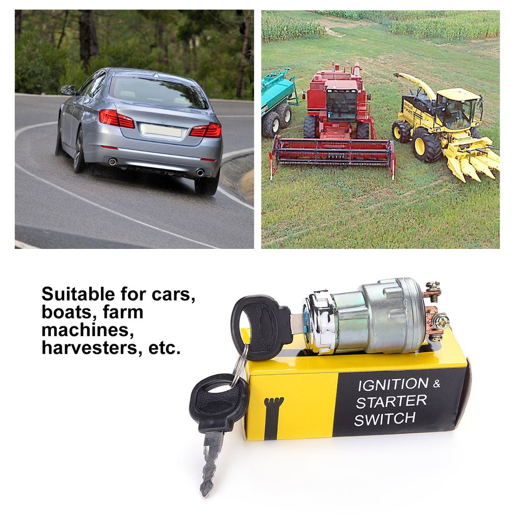 Universal Car Boat 12V 4 Position Starter Switch With 2 Keys For Petrol Engine Farm Machines Harvesters Supplies [Q/8]