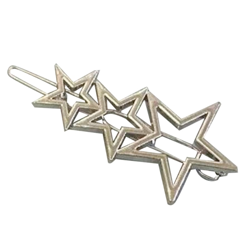 Kẹp Tóc Hình Ngôi Sao / Trái Tim Rỗng Bằng Kim Loại Chống Trượt Cho Nữ