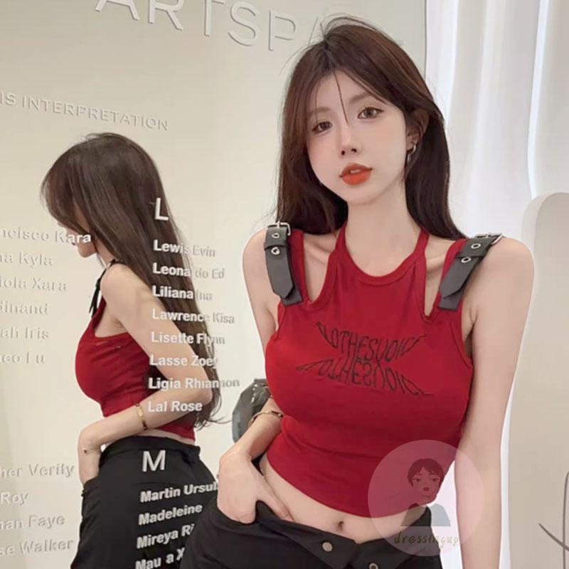 Áo Tank Top Sát Nách Hoạ Tiết Chữ Thêu Thiết Kế Đơn Giản Cho Phái