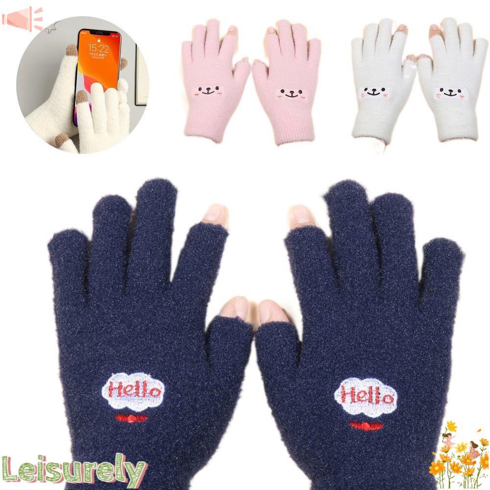 Găng Tay Len Dày Dặn Giữ Ấm Mùa Đông Có Thể Chạm Màn Hình Cảm Ứng Thời Trang Cho Nữ
