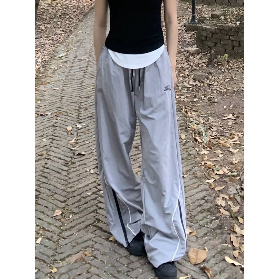 Quần Thể Thao Ống Rộng Phối Dây Rút Phong Cách Retro Mỹ Cho Nam Giới