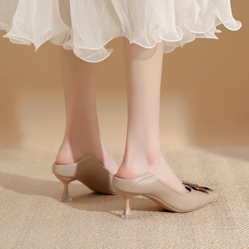 Giày Cao Gót Da Mềm Mũi Nhọn Phong Cách Hàn Quốc