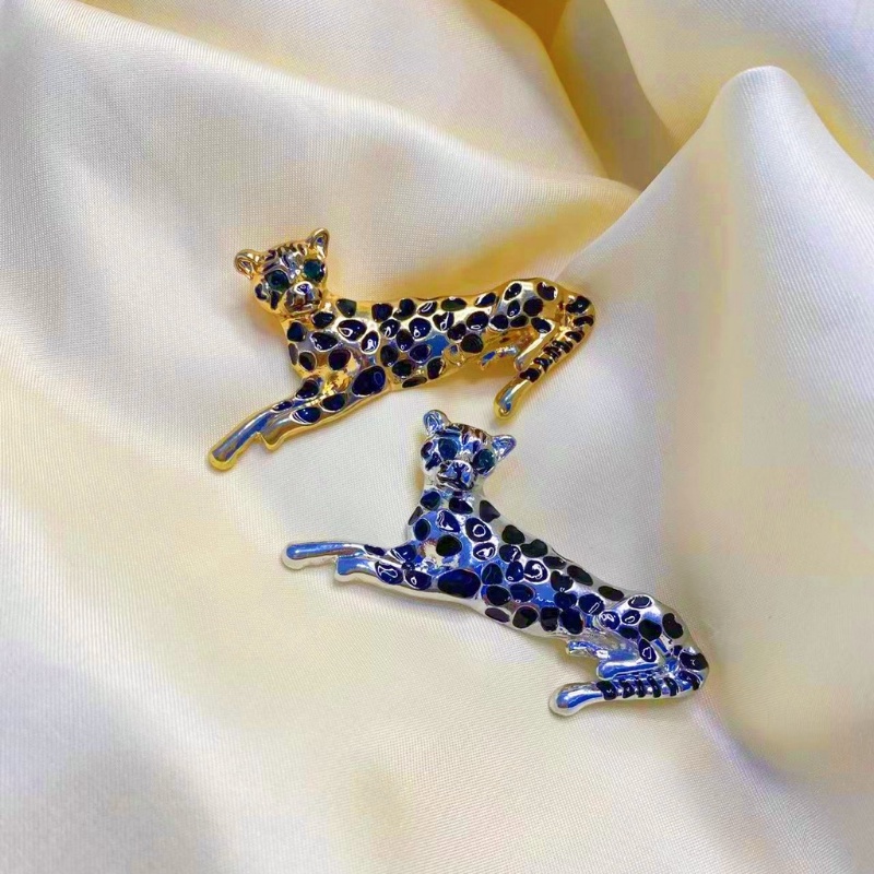 Trâm Cài Áo Họa Tiết Da Báo Tráng Men Thời Trang Dành Cho Nữ