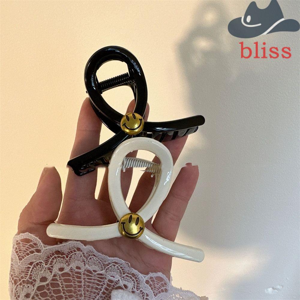 Kẹp Tóc Càng Cua Bằng Acrylic Màu Sắc Tương Phản Hình Mặt Cười Đơn Giản Ngọt Ngào Cho Nữ