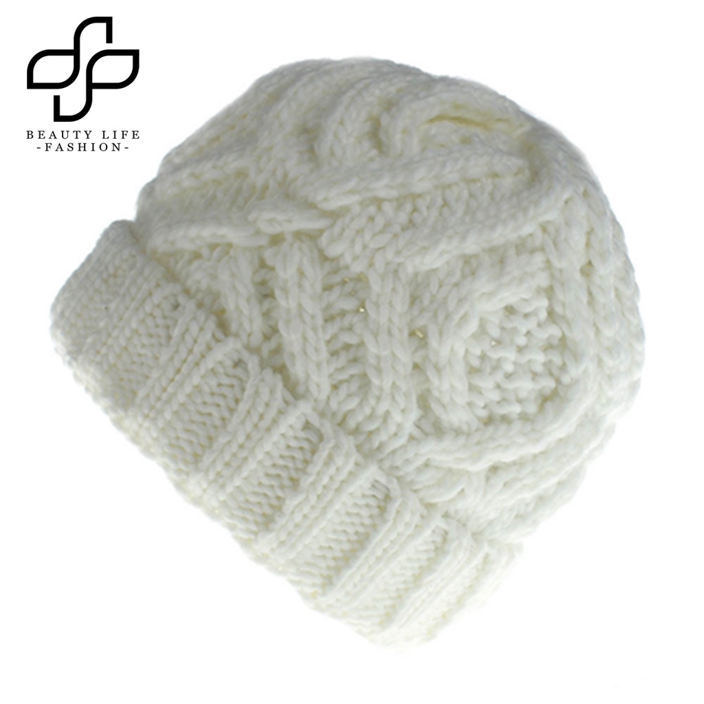 Mũ Len Beanie Mềm Mại Màu Trơn Giữ Ấm Mùa Đông Dành Cho Nữ