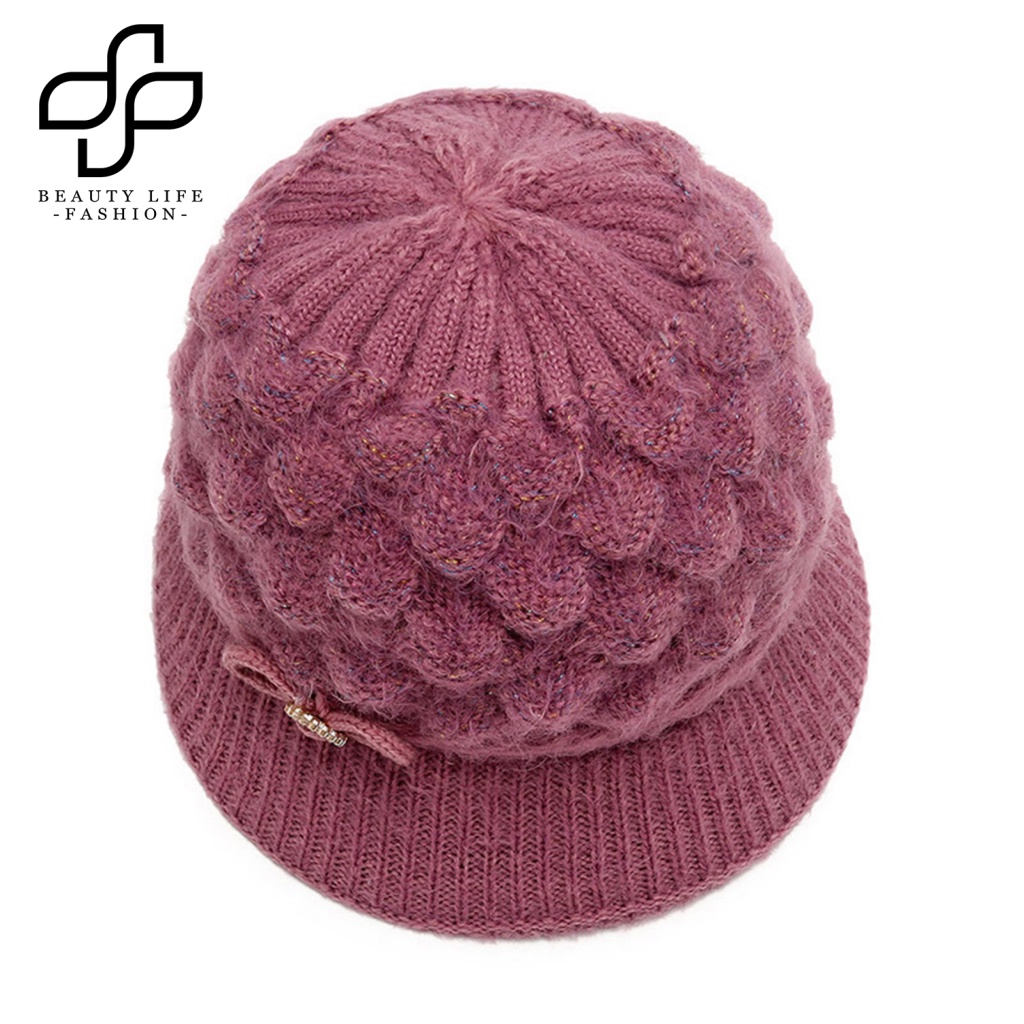 Nón Đan Len Không Chóp Giữ Ấm Thoáng Khí Màu Sắc Tươi Sáng Cho Nữ