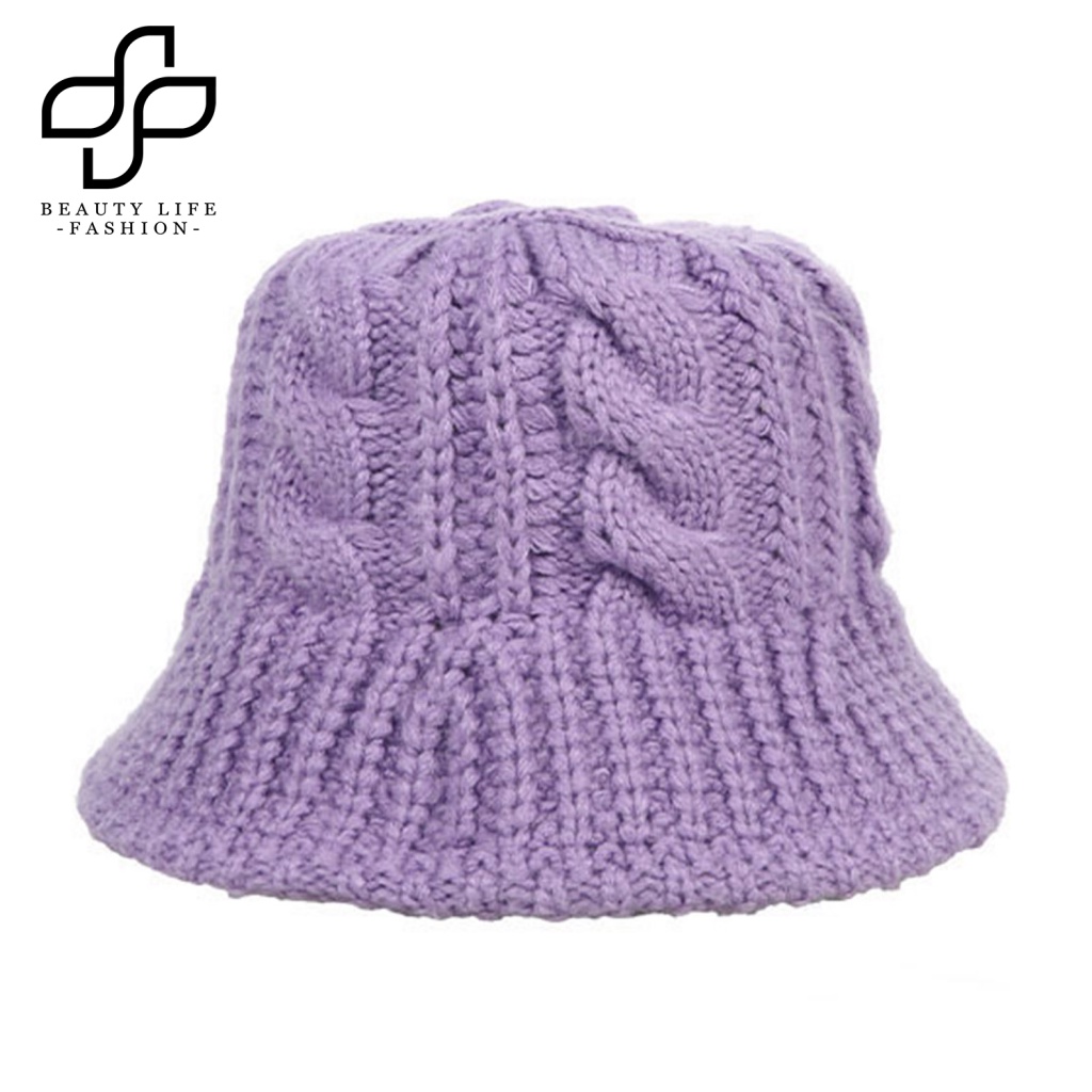 Nón Tai Bèo Chống Nắng Màu Trơn Thiết Kế Dây Bện Thoáng Khí Thời Trang Mùa Đông