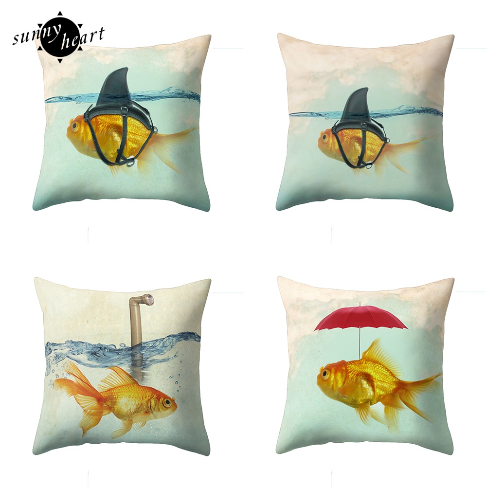 Vỏ Áo Gối Sofa Trang Trí Hình Cá Vàng