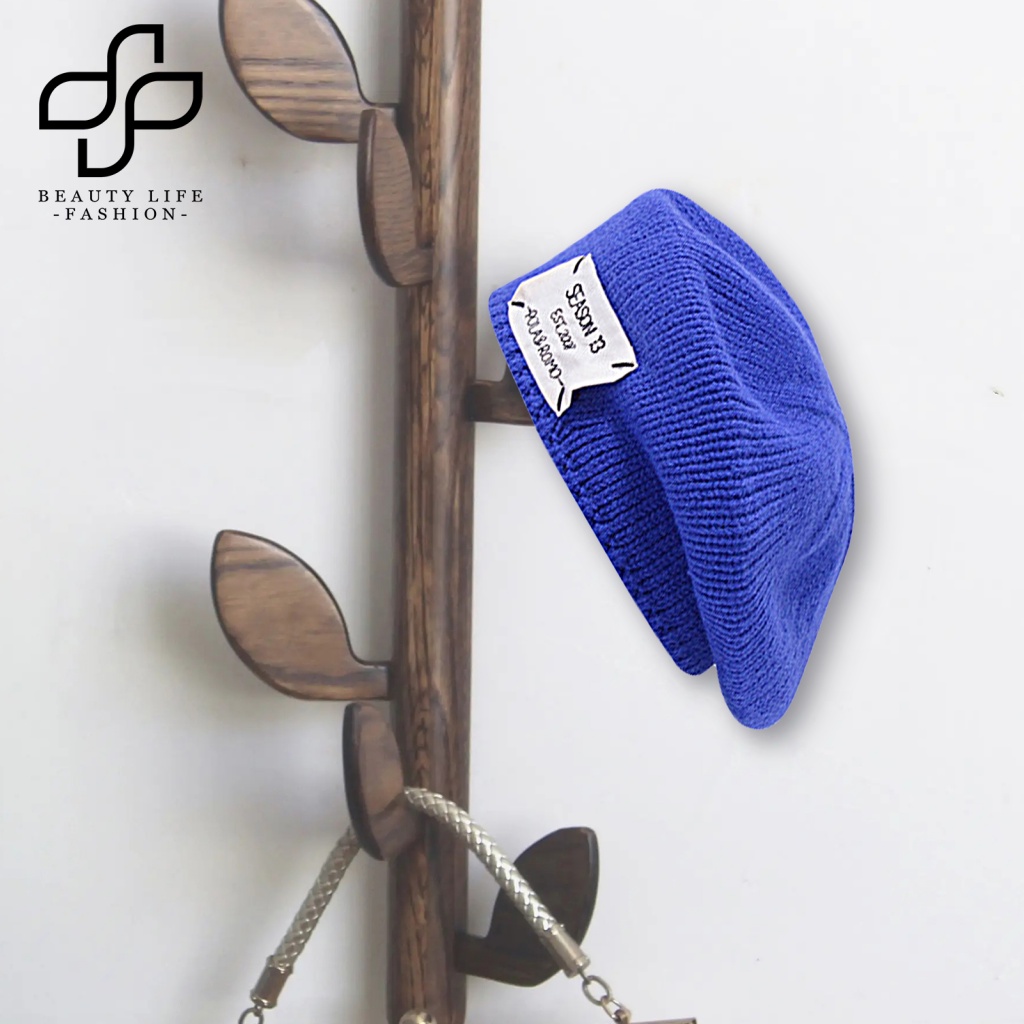 Nón Beret Dệt Kim Màu Trơn In Chữ Thời Trang Thu Đông Cho Nữ