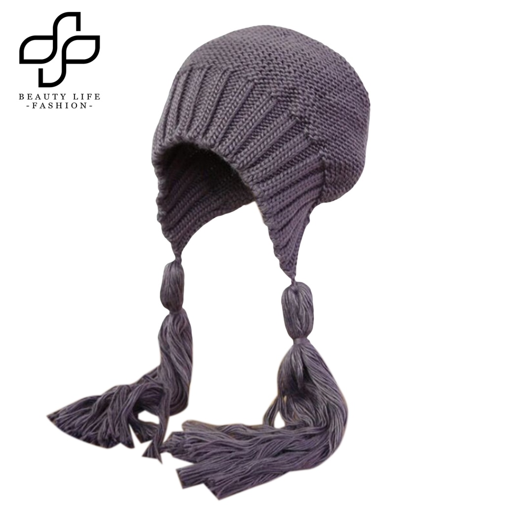 Mũ Beanie Không Vành Màu Trơn Bảo Vệ Tai Thời Trang Thu Đông Dành Cho Nữ