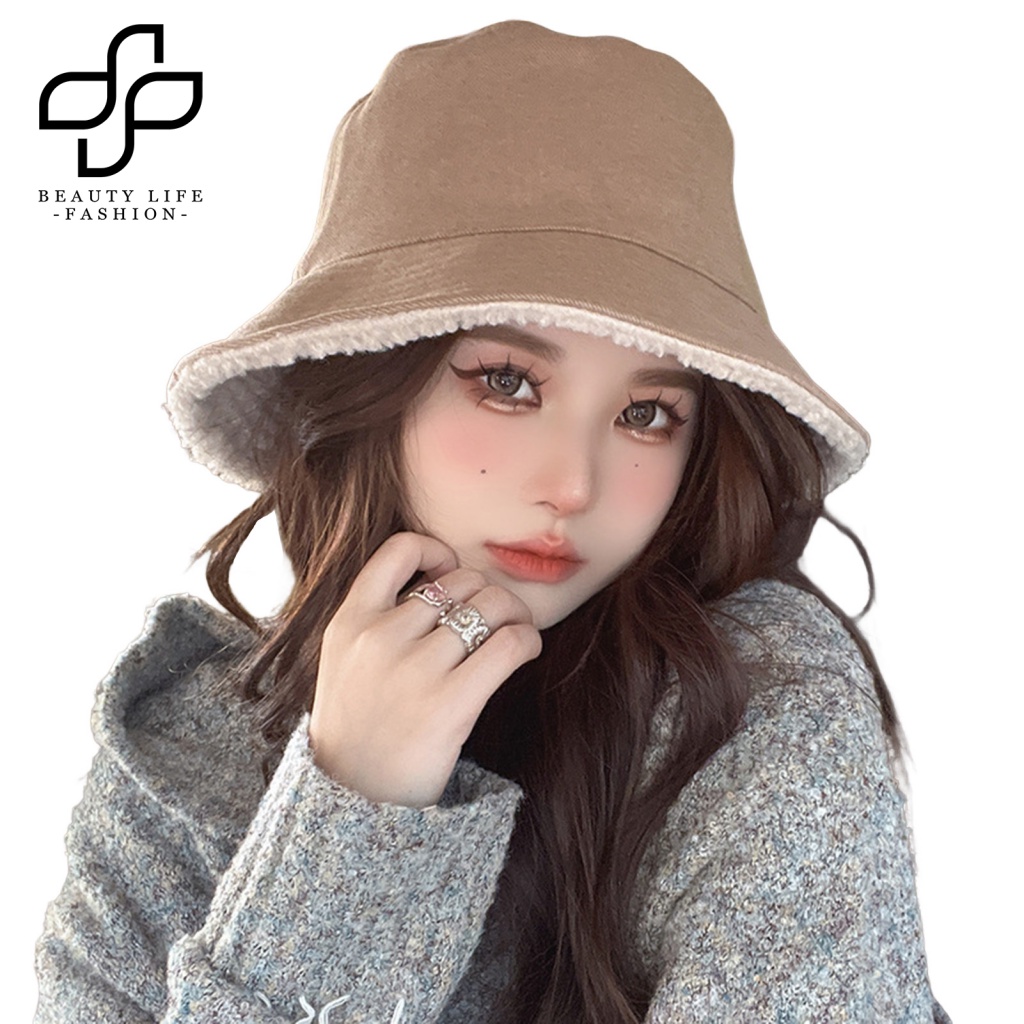 Nón Tai Bèo Vành Ngắn Bằng Lông Cashmere Nhân Tạo Màu Trơn Chống Lạnh Thời Trang Thu Đông Cho Nữ