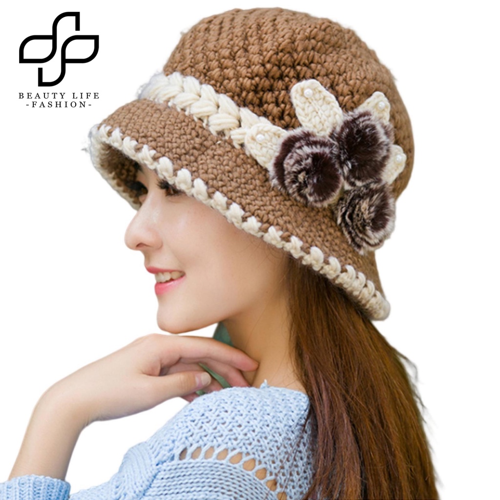 Nón Vành Tròn Màu Sắc Thời Trang Mùa Đông Cho Nữ
