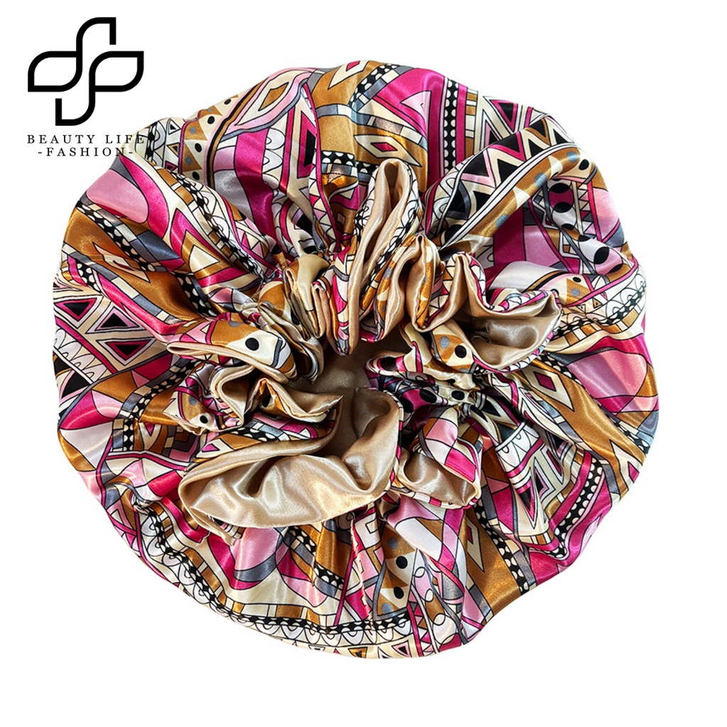 Beautylifefashion Mũ Trùm Đầu Ngủ Hai Lớp Co Giãn Mềm Mại Phong Cách Công Chúa Có Thể Điều Chỉnh Cho Nữ