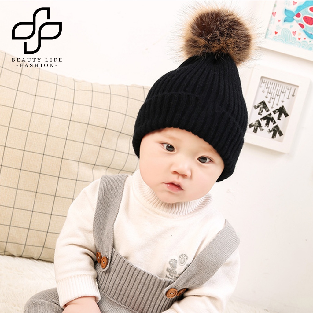 Mũ Len Beanie Mềm Mại Giữ Ấm Mùa Thu Đông Cho Bé