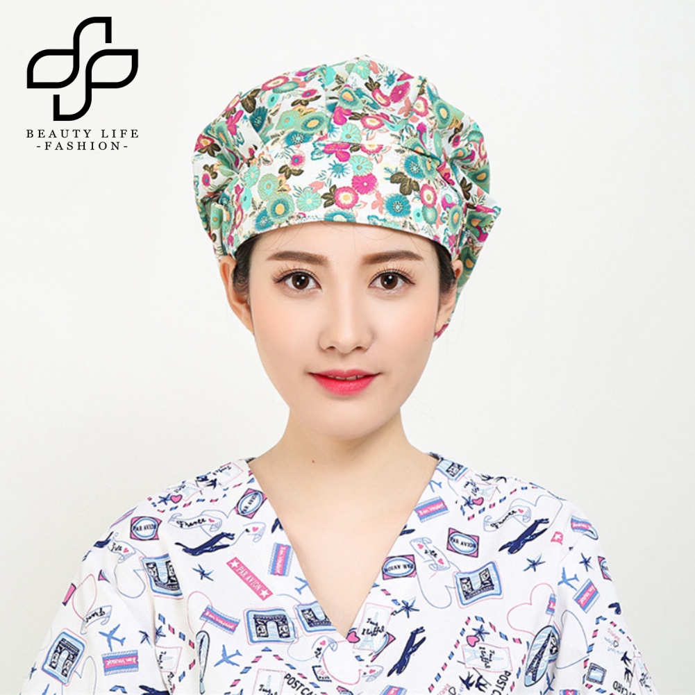 Mũ Đầu Bếp In Hoa Chống Bụi Có Thể Điều Chỉnh Kích Cỡ