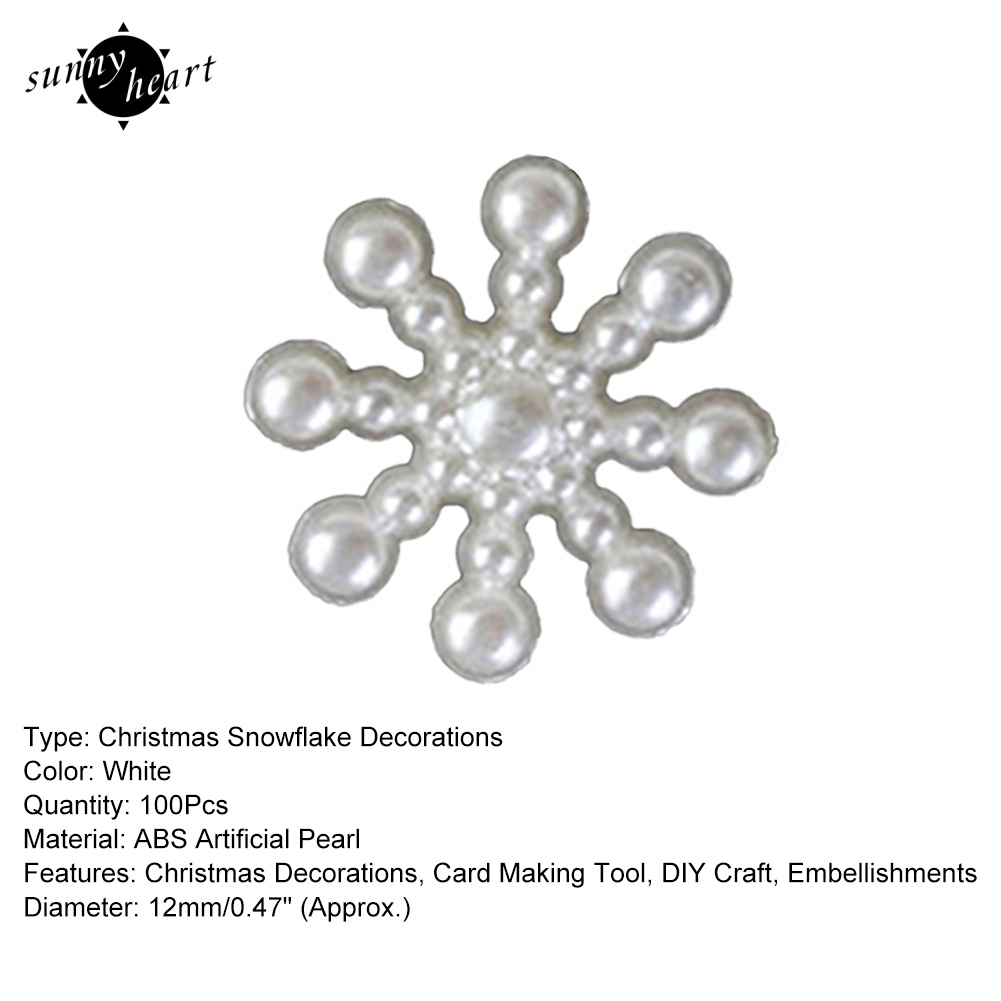 Set 100 Thẻ Ngọc Trai Giả Hình Bông Tuyết Trang Trí Giáng Sinh DIY