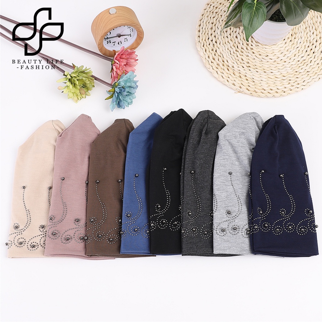 Mũ Beanie Hai Lớp Đính Hạt Ngọc Trai Giả Thời Trang Cho Nữ