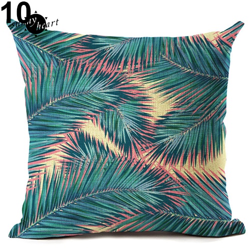 Vỏ Gối Vuông Họa Tiết Lá Cây Nhiệt Đới Trang Trí Nội Thất