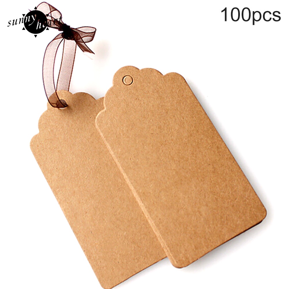 Set 100 Tấm Nhãn Giấy Kèm Dây Treo Dùng Để Trang Trí Quà Tặng