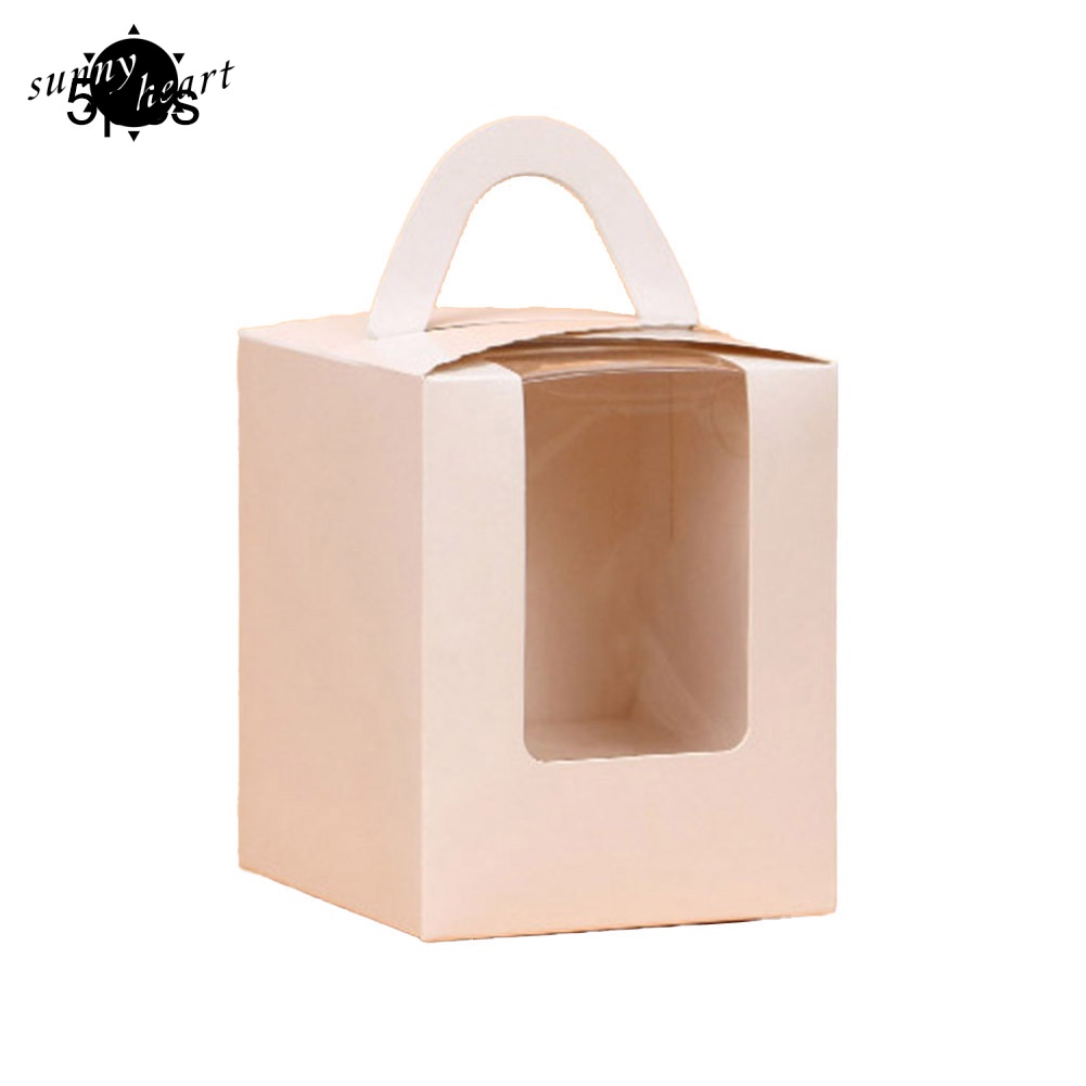 Set 5 Hộp Đựng Bánh Cupcake Muffin Có Ô Cửa Sổ Trong Suốt Và Tay Cầm