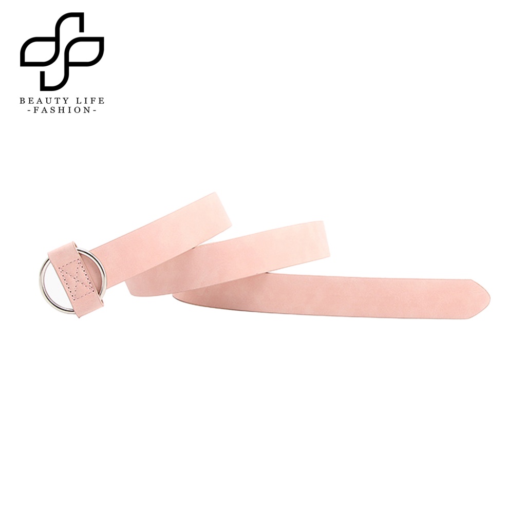 Thắt Lưng Giả Da Khóa Kim Loại Màu Trơn Phong Cách Retro Thời Trang Cho Nữ