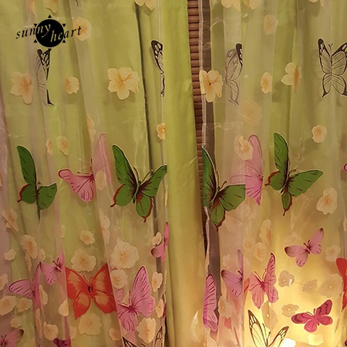 Rèm Cửa Xuyên Thấu Họa Tiết Bươm Bướm Trang Trí Nội Thất