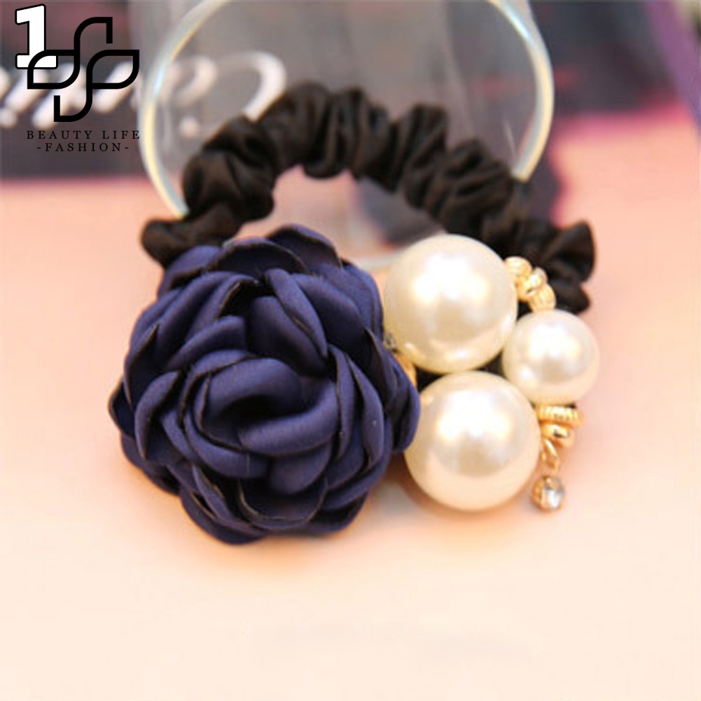 Dây Cột Tóc Đính Hoa Hồng Và Ngọc Trai Nhân Tạo Thời Trang Cho Nữ Giá Đỡ