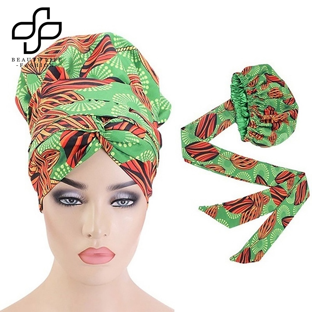 Mũ Turban Bằng Satin In Họa Tiết Châu Phi Thời Trang Dành Cho Nữ