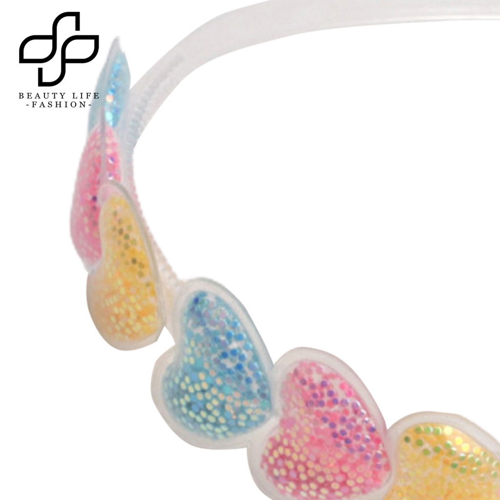 Băng Đô Cài Tóc Hình Trái Tim Trong Suốt Đính Kim Sa Lấp Lánh