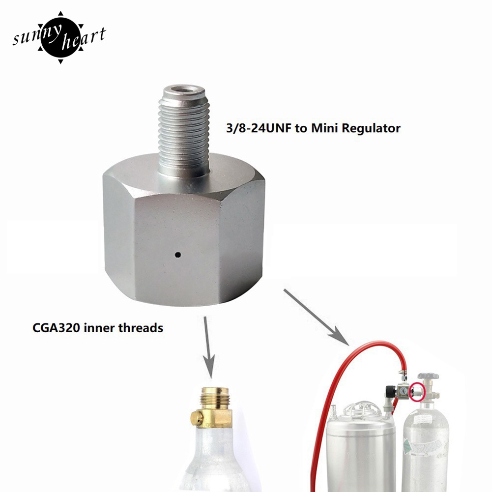Bộ Đầu Nối Chuyển Đổi Ống Xi Lanh 3 / 8UNF-24 Sang CGA320 CO2 Chuyên Dụng