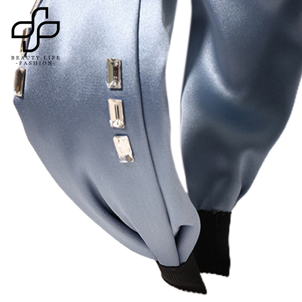 Băng Đô Vải Đính Đá Màu Trơn Phong Cách Hàn Quốc Dành Cho Nữ