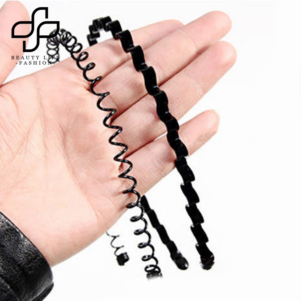 Bộ 6 Băng Đô Cài Tóc Chống Trượt Màu Đen Gợn Sóng Có Thể Điều Chỉnh Thời Trang Cho Nam