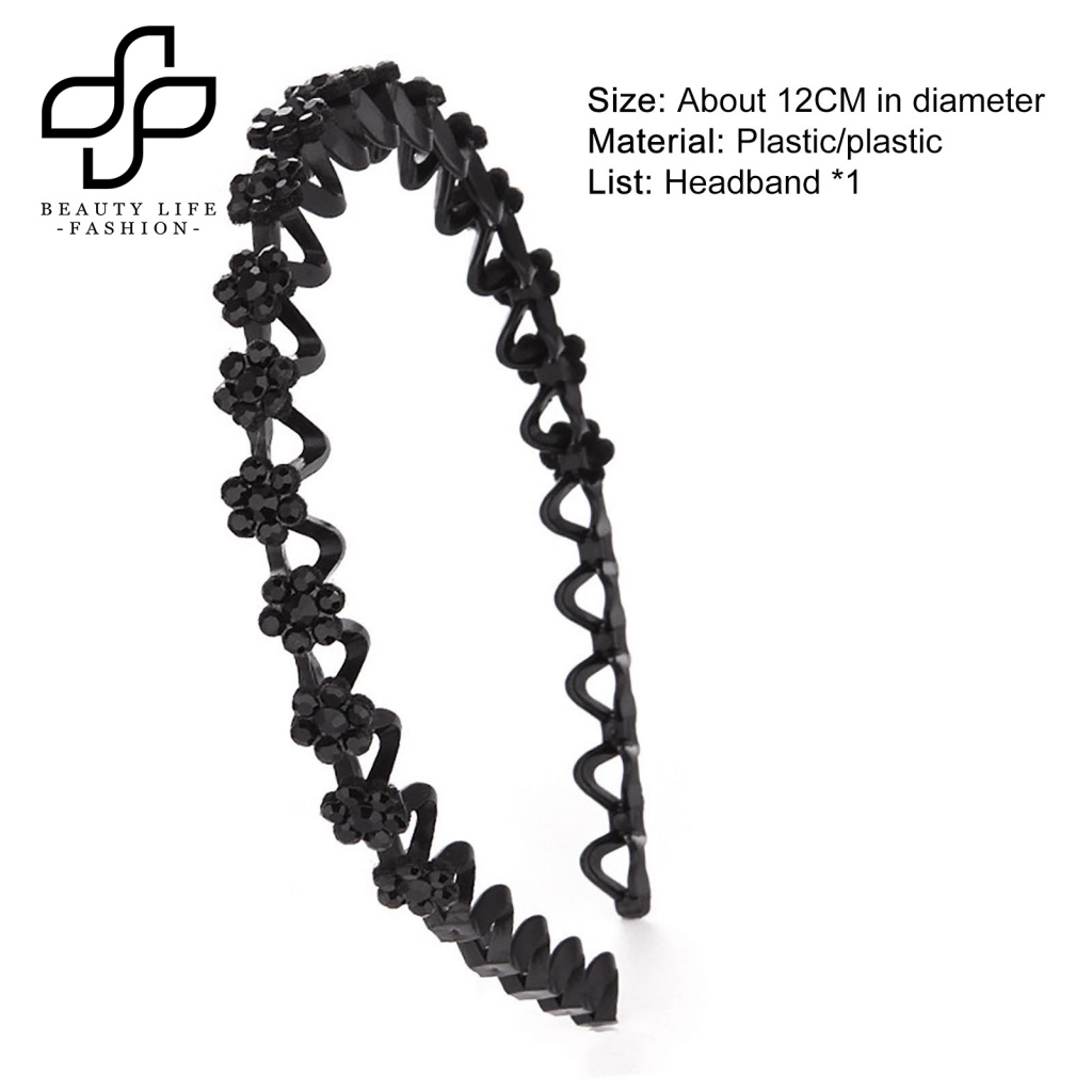 Băng Đô Cài Tóc Co Giãn Chống Trượt Đính Đá Lấp Lánh Thời Trang Cho Nữ