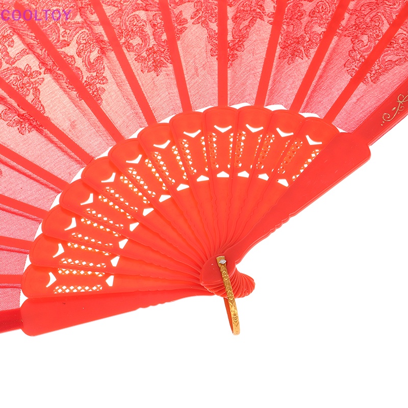 Quạt Xếp Cầm Tay Phối Ren Hoa Thời Trang Dành Cho Tiệc Cưới