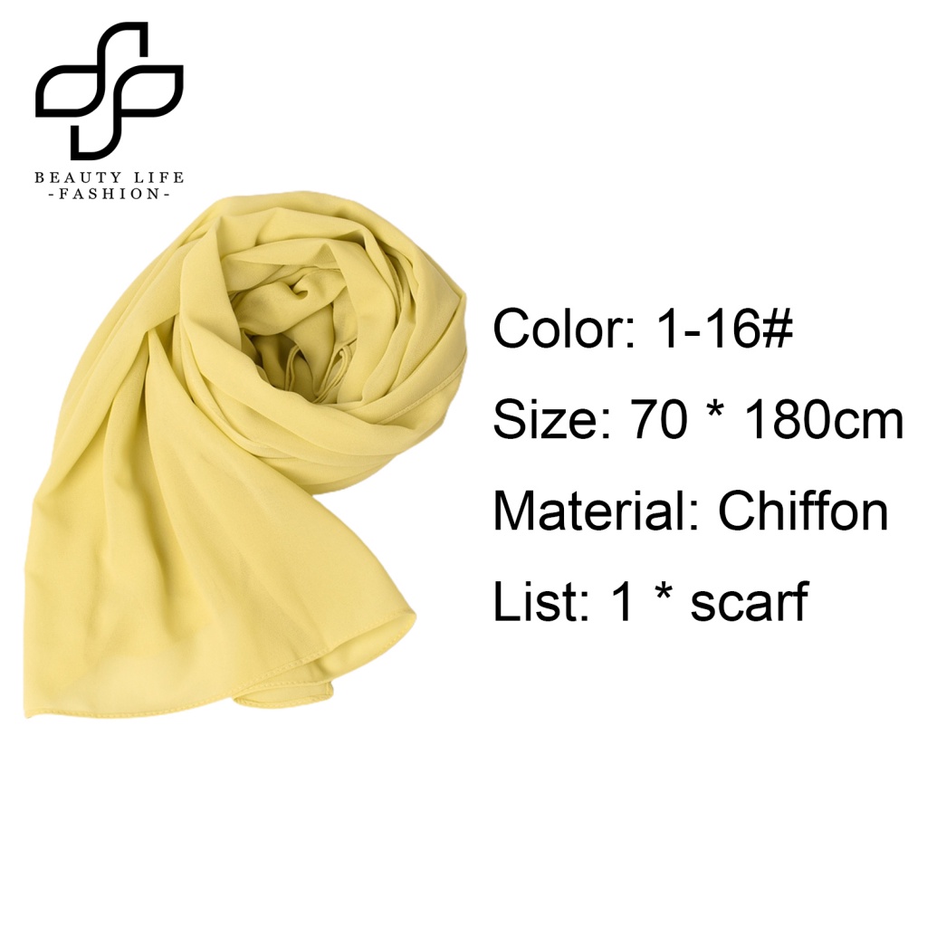Khăn Choàng Cổ Chiffon Mềm Mại Màu Trơn Thời Trang Cho Nữ