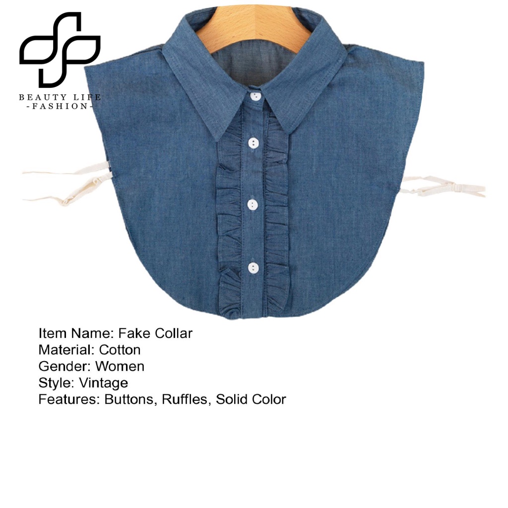 Cổ Áo Giả Màu Trơn Cài Nút Có Thể Tháo Rời Phong Cách Vintage Thời Trang Cho Nữ