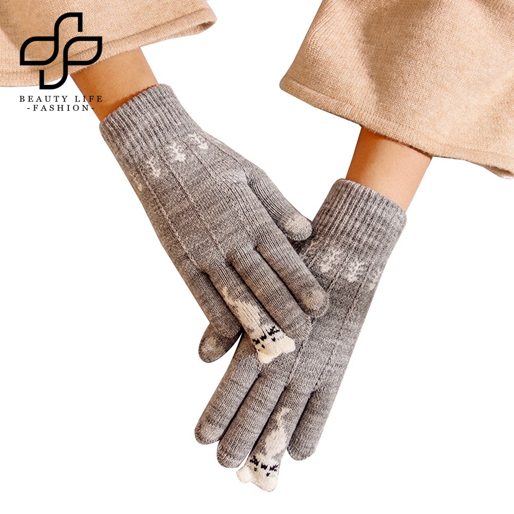 Găng Tay Dệt Kim Hở Ngón Hình Xương Cá Có Thể Chạm Màn Hình Cảm Ứng Thời Trang Cho Nữ