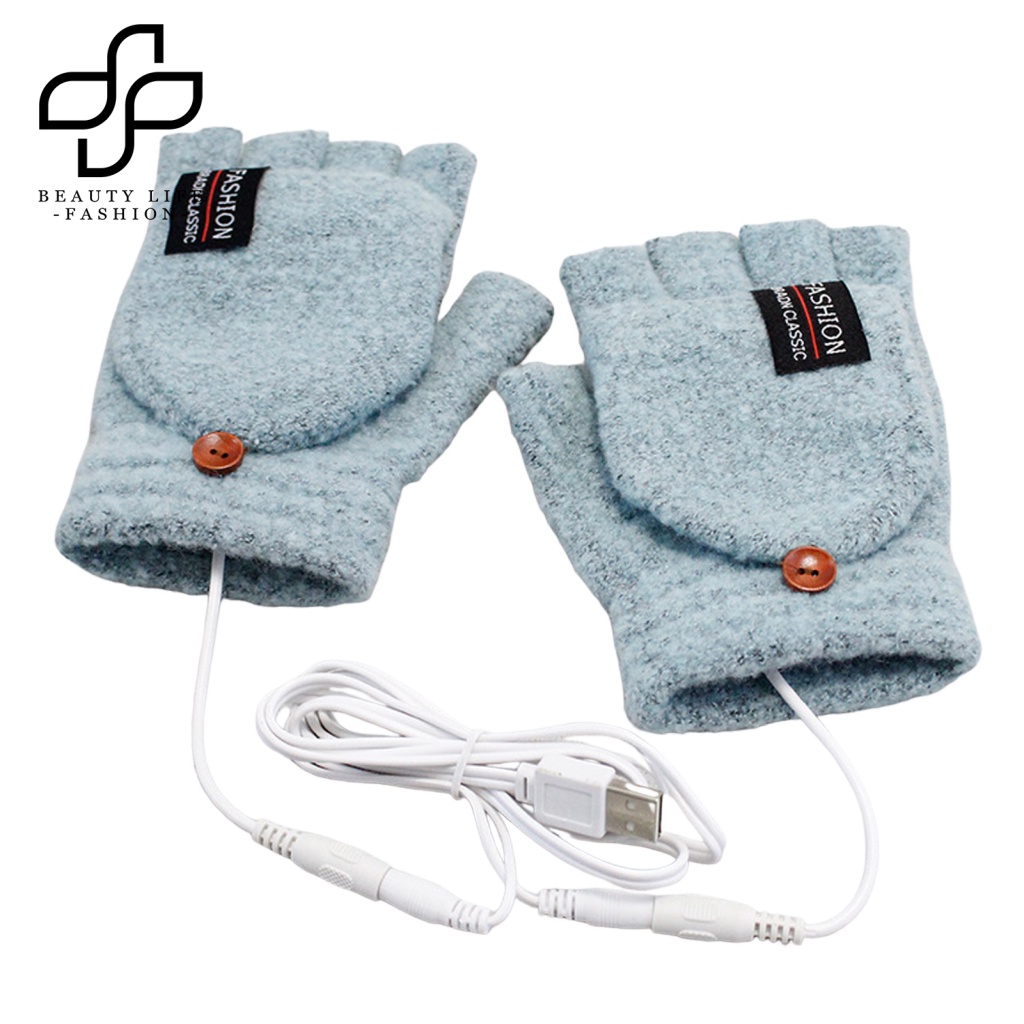 1 Đôi Găng Tay Điện Hở Ngón Sưởi Ấm Mềm Mại Co Giãn Giữ Ấm Mùa Thu Đông Cho Nam Nữ