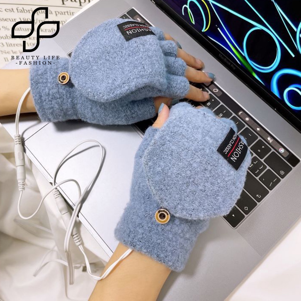 1 Đôi Găng Tay Điện Hở Ngón Sưởi Ấm Mềm Mại Co Giãn Giữ Ấm Mùa Thu Đông Cho Nam Nữ