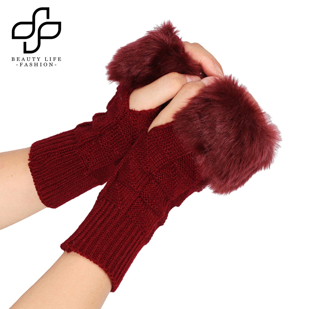 1 Đôi Găng Tay Dệt Kim Hở Ngón Co Giãn Thoải Mái Chống Mài Mòn An Toàn Thời Trang Mùa Thu