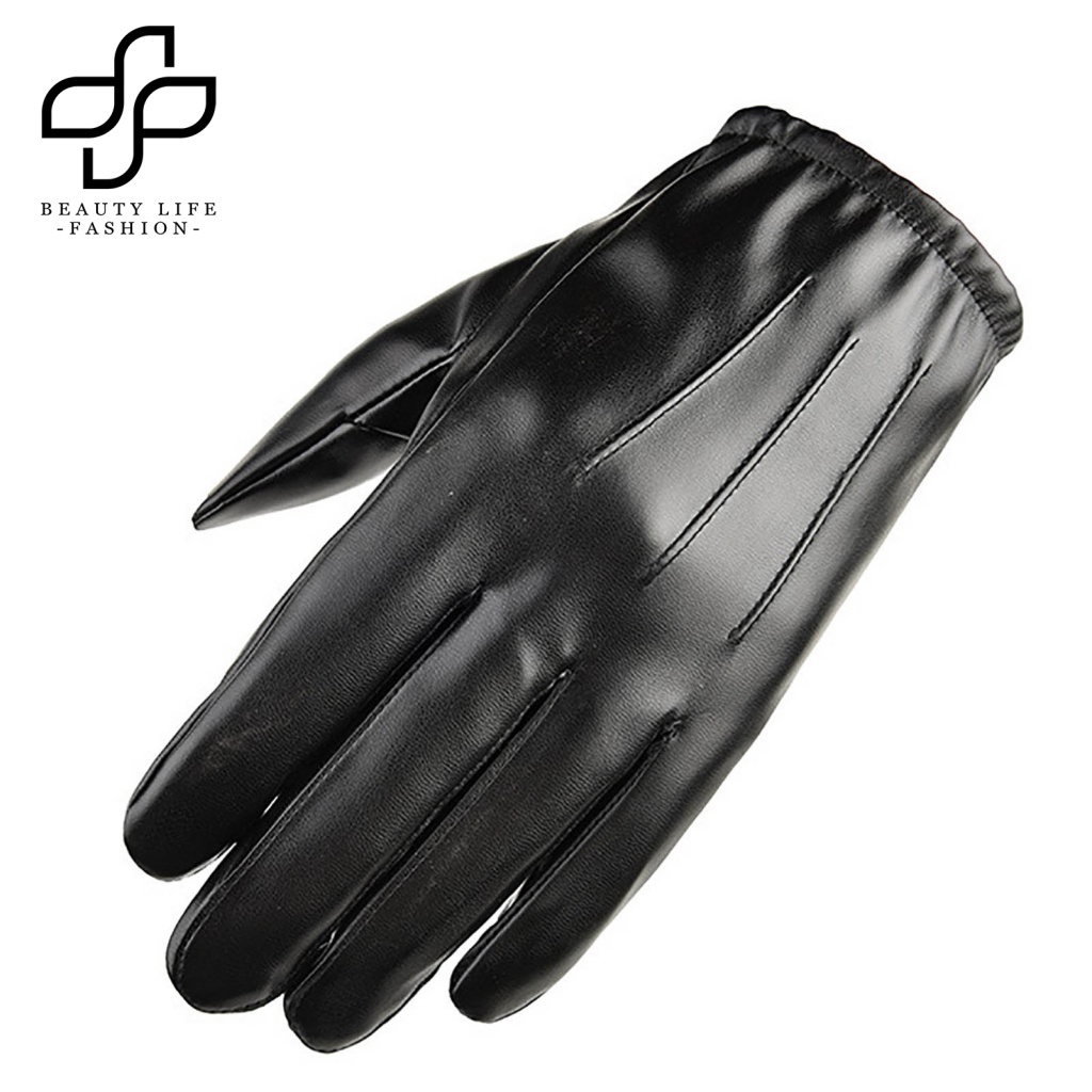 1 Cặp Găng Tay Da Giả Lót Lông Dày Dặn Màu Trơn Chống Lạnh Có Thể Chạm Màn Hình Cảm Ứng Dùng Khi Lái Xe Cho Nam